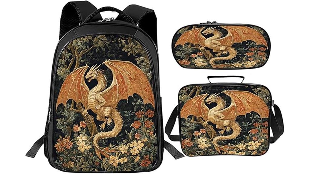 dragon themed backpack set