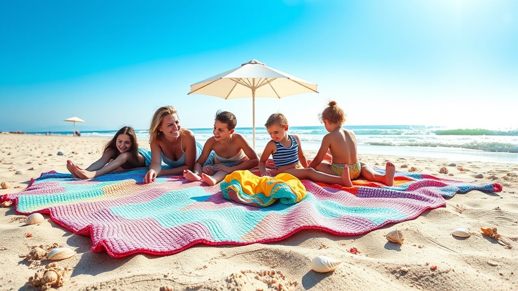 family friendly beach blanket features