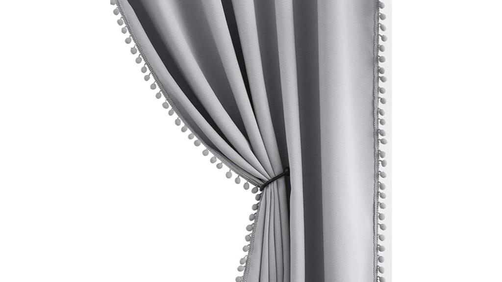 grey pom pom curtains