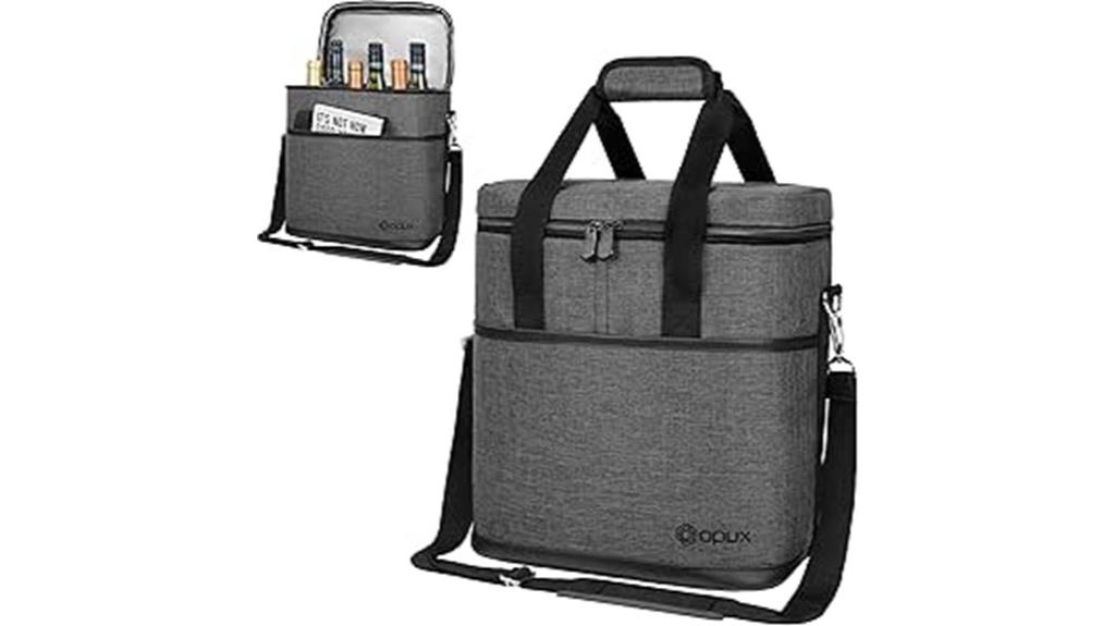 insulated 6 bottle wine tote