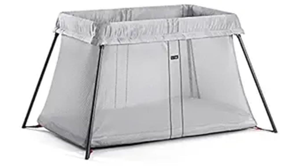 light silver travel crib