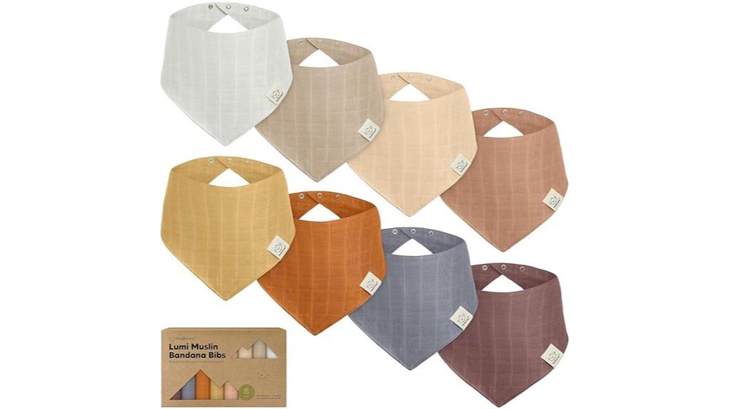set of eight muslin bibs