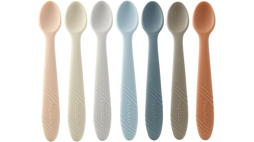 seven silicone baby spoons