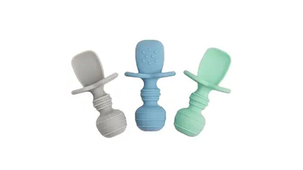 silicone baby self feeding spoons