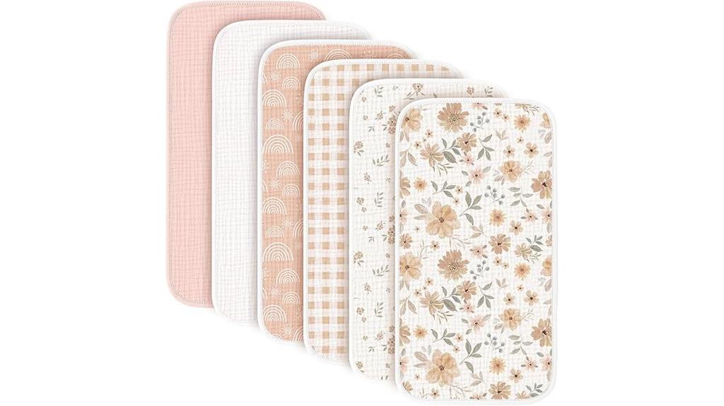 six baby muslin burp cloths