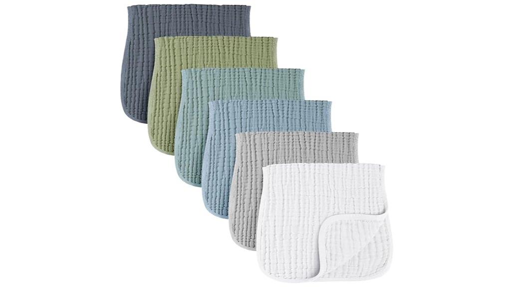 six cotton muslin burp cloths