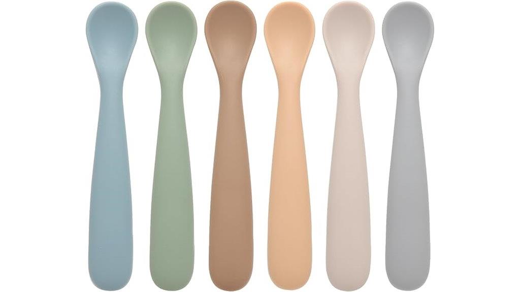 six pack silicone baby spoons