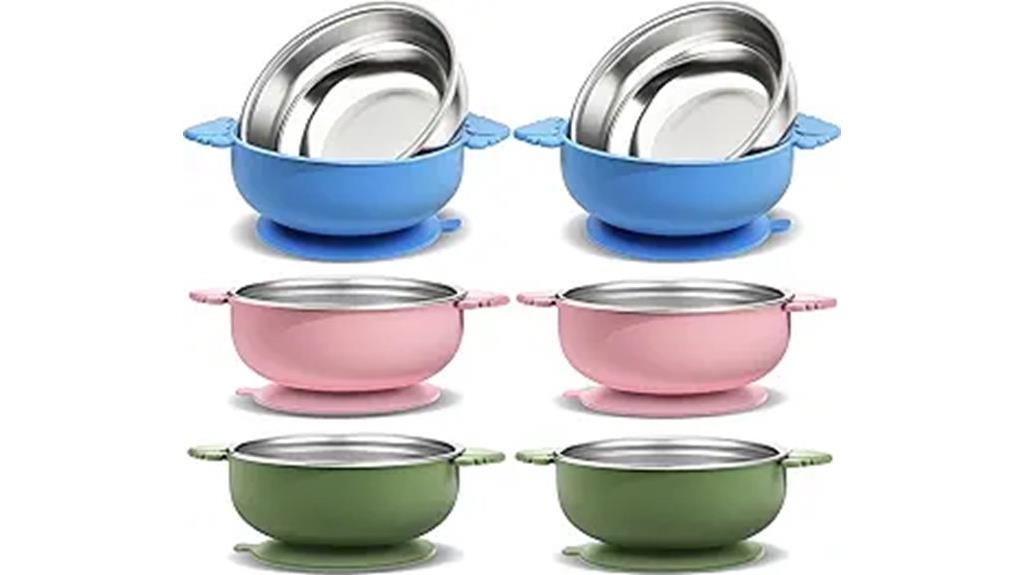 six stainless baby bowls