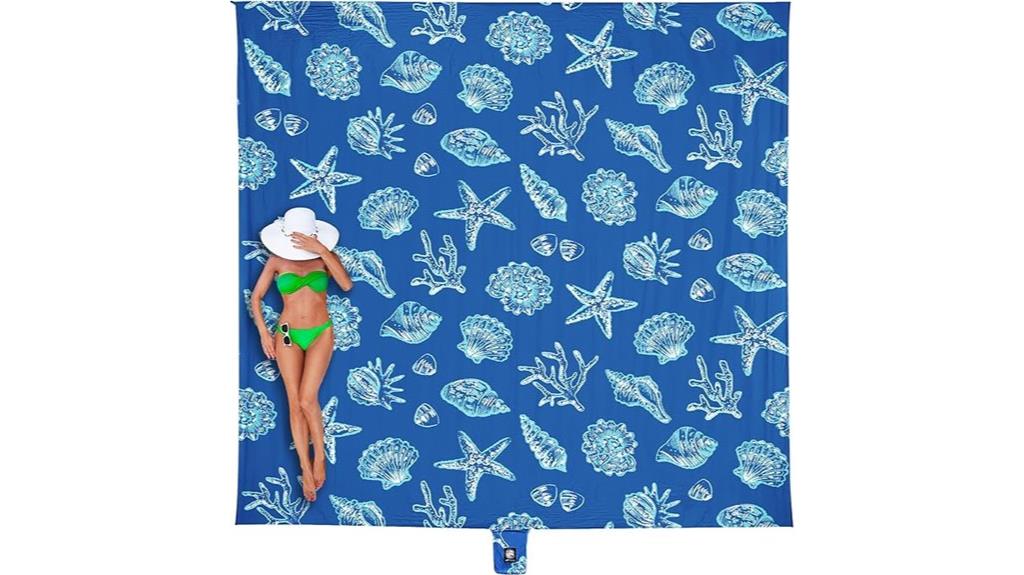 waterproof beach blanket with stakes