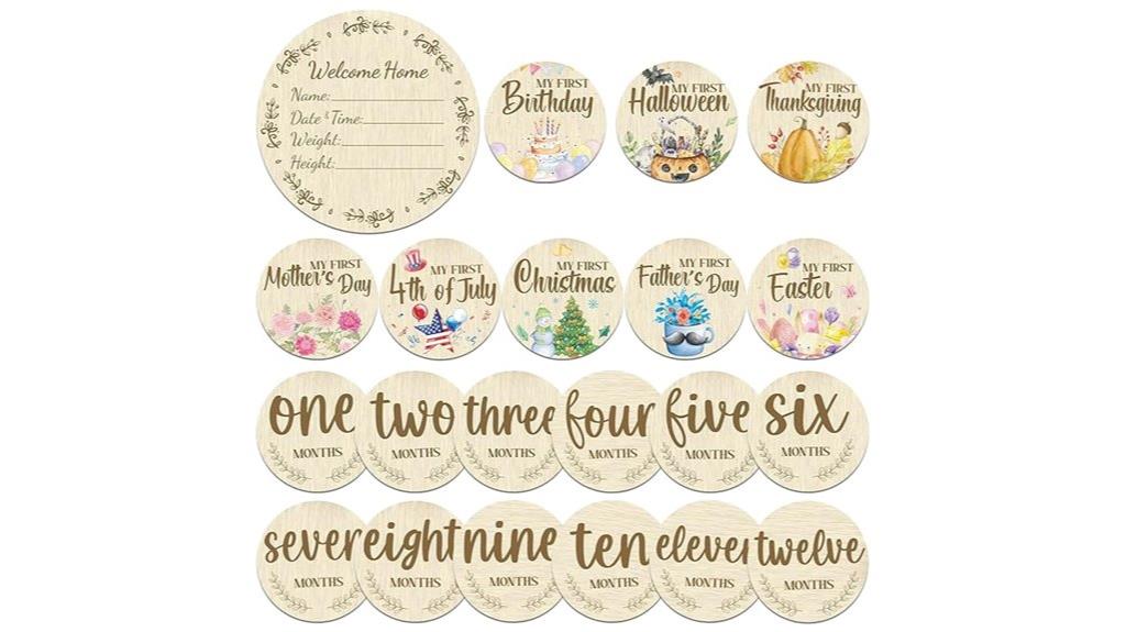 wooden baby milestone cards