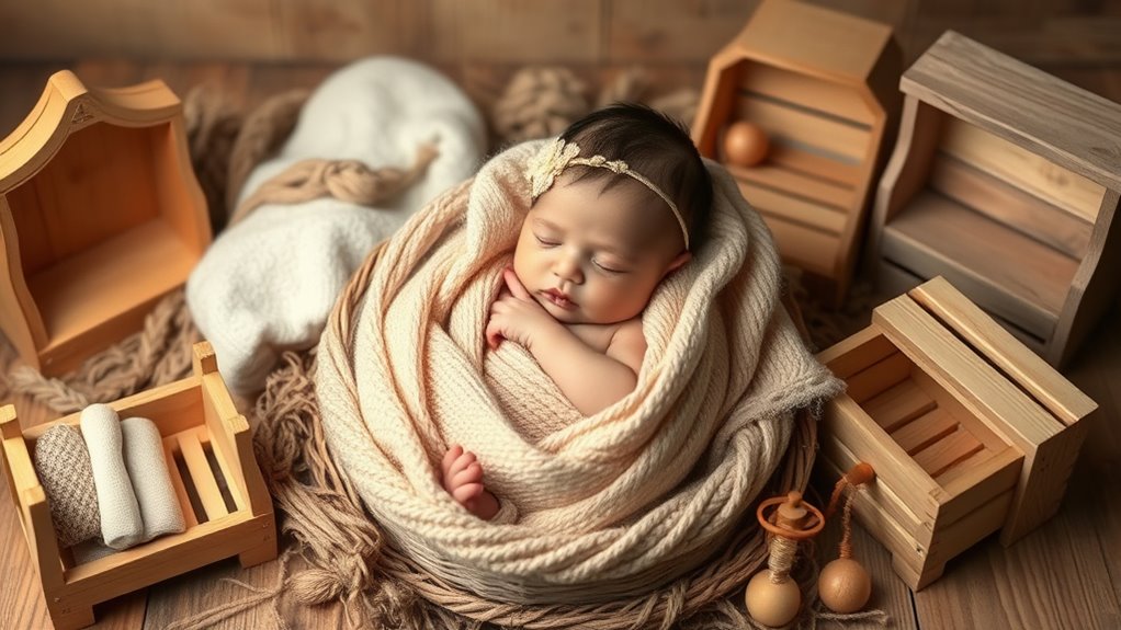 wooden baby photo prop sets