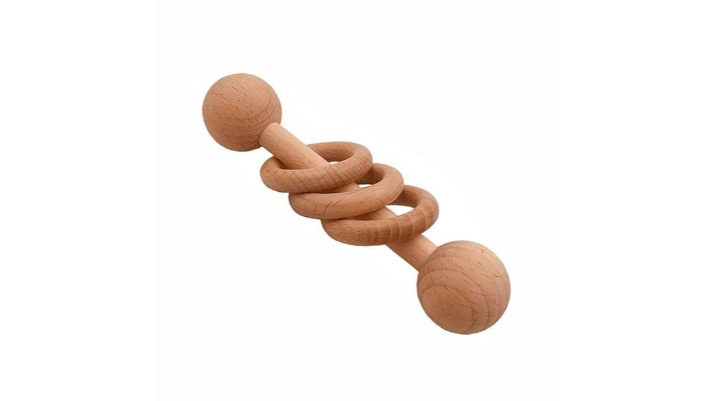 wooden beech rattle toy
