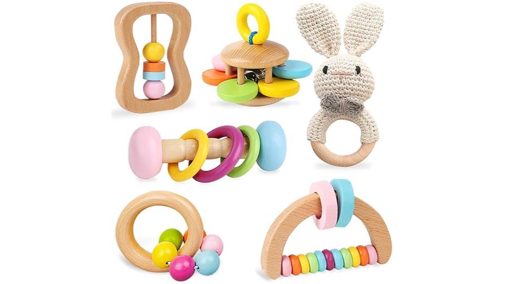 wooden infant rattle collection