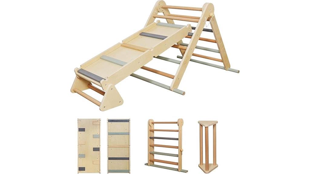wooden kids climbing playset