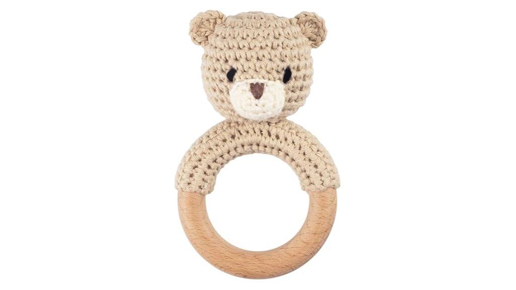 wooden safari baby rattle