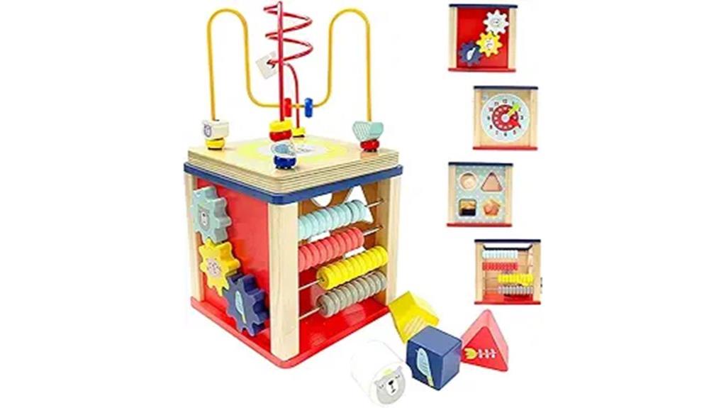 wooden toddler activity cube
