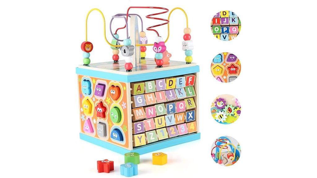 wooden toddler activity cube