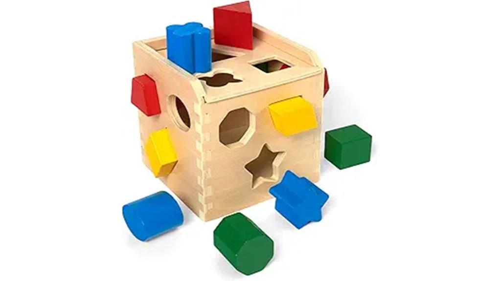 wooden toddler shape sorting cube