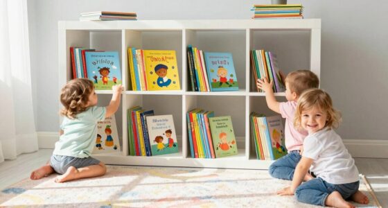 child friendly front facing bookshelves