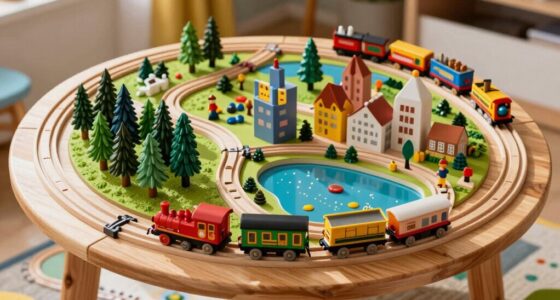 wooden train table sets